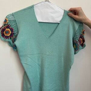 Fun Knit Crochet Floral Top
